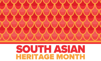 South Asian Heritage Month. Celebrate the diverse cultures and histories of South Asia. Traditional pattern. Creative art poster. Vector illustration