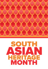South Asian Heritage Month. Celebrate the diverse cultures and histories of South Asia. Traditional pattern. Creative art poster. Vector illustration