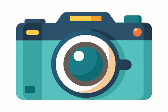 Modern flat design camera icon with teal and blue color scheme