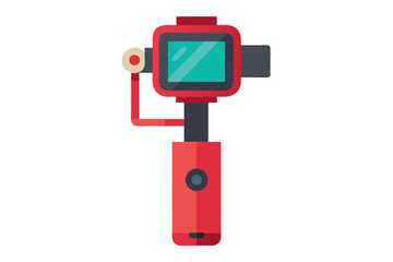 Modern red gimbal stabilizer for smooth video recording