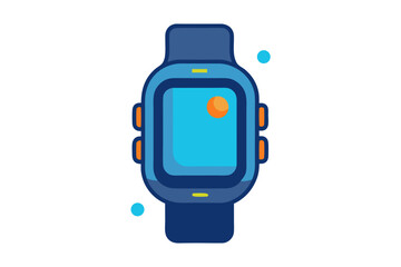 Modern blue smartwatch with orange accents and digital display