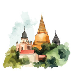 watercolor illustration of Thailand clipart isolated