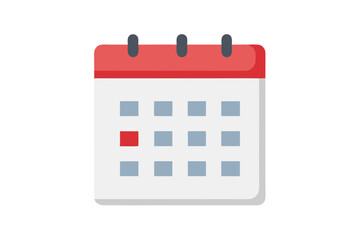 Flat icon of a calendar with a highlighted red date
