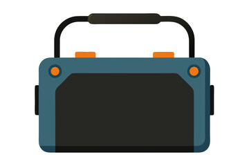 Modern portable bluetooth speaker with handle and orange accents