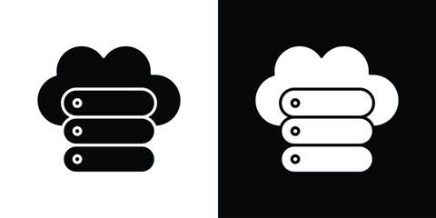 Cloud server icon isolated silhouette on white background. Vector illustration.