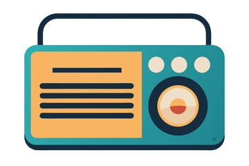 Retro teal and orange portable radio with handle