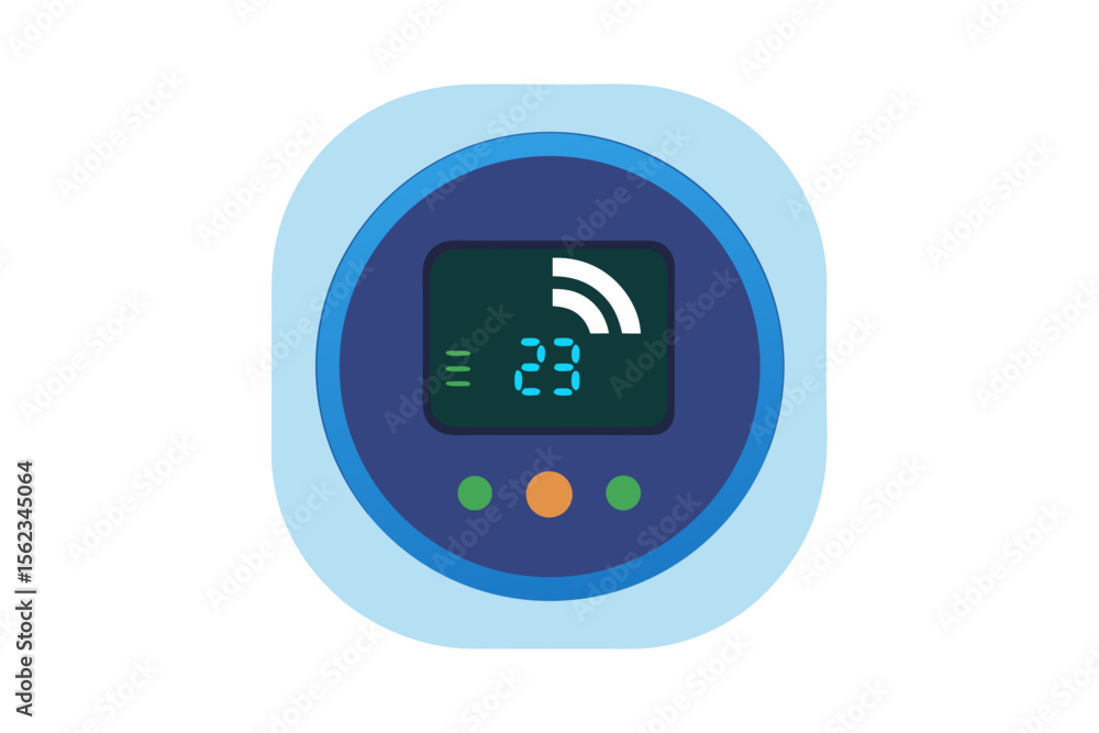 Poster modern digital thermostat displaying temperature and wireless connectivity
