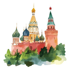 watercolor illustration of The Kremlin clipart isolated
