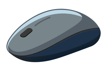 Sleek gray wireless computer mouse with blue accents on white background