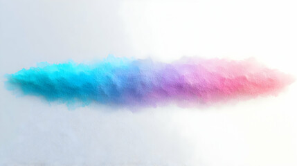 Colorful smoke plume against a white background.  A horizontal band of vibrant pastel colors, including blues, pinks, and purples, floats in the air. 