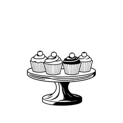 A wooden cake stand with cupcakes