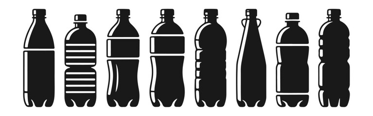 Collection of Various Plastic Bottle Shapes, Sizes, and Designs, Ideal for Packaging and Beverage Industries