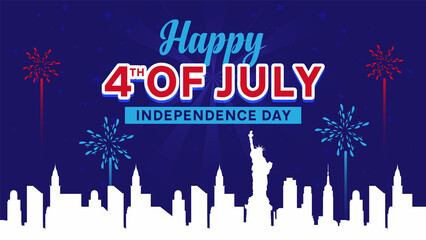 Happy 4th of July, USA fireworks background, 4th July border, Independence Day, Patriotic 4th of July Graphic with American Flag, banner, poster, social media feed