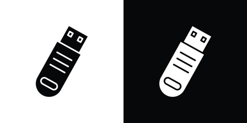 Pendrive icon isolated silhouette on white background. Vector illustration.