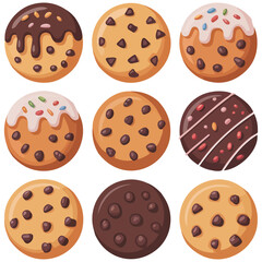 Detailed decorative biscuit icons for dessert packaging design