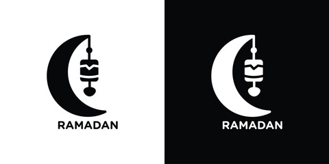 Ramadan Month icon isolated silhouette on white background. Vector illustration.