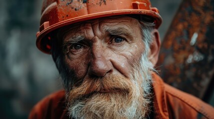 Capturing the strength and wisdom of an older builder in a vibrant, colorized portrait