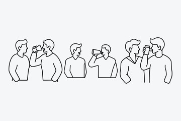 Busy bar, Party talk, Alcoholic cocktails icons set, Icons set for restaurant, pub, bar. Vector illustration