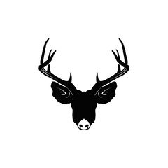 Deer head silhouette vector with white background