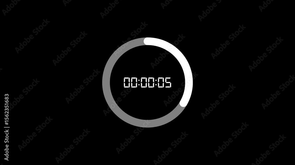 Poster digital number 15 second countdown animation from 0 seconds to 15 second with alpha channel, 15 seco