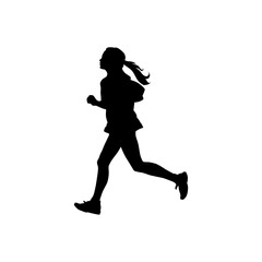 Woman Running Silhouette Vector