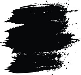 Black brush strokes and ink drops on white canvas