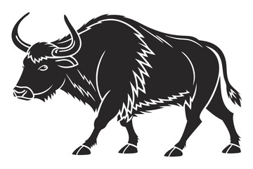 yak sihouette black vector