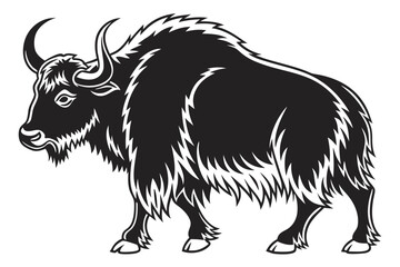 Obraz premium yak sihouette black vector