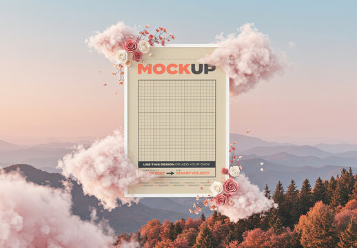 Vertical Poster Mockup on Poetic Landscape