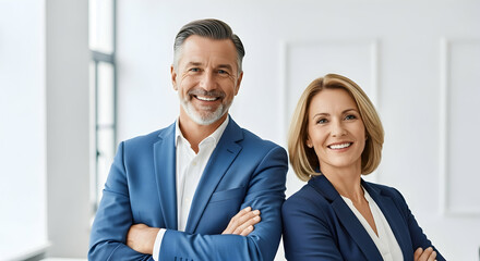 Smiling Business People Standing Together in Office