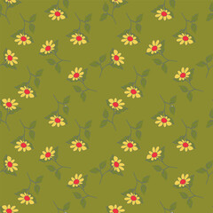 Cute vector floral seamless pattern. Colorful flowers background. Trendy repeat texture for fashion print, wallpaper or fabric.