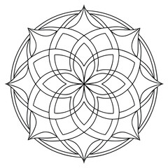 Obraz premium Black and White Circular Mandala Design Intricate Floral Pattern
