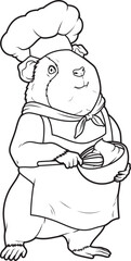 Guinea pig Chef Bowl Cook Animal Vector Graphic Art Illustration