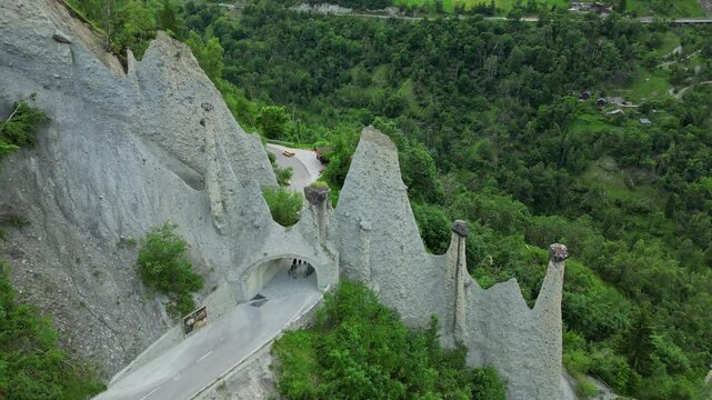 Aerial View Over Pyramides d'Euseigne In Switzerland