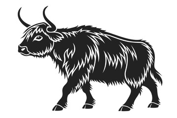 highland cow sihouette black vector