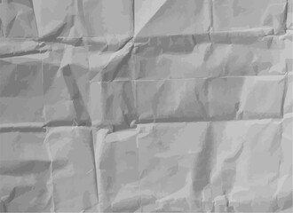 Gray Crumpled Paper Texture With Folds And Creases. Wrinkled Sheet Background Template For Collage, Scrapbooking, Poster, Print, Wallpaper And Banner Design. Vector Illustration