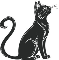 Vector cat silhouette on transparent background
