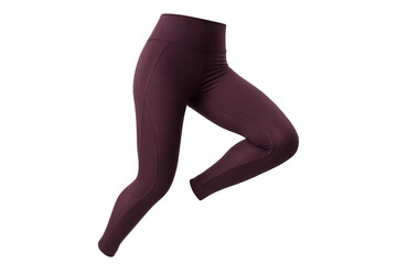 Elegant maroon leggings isolated on transparent backdrop, stylish activewear