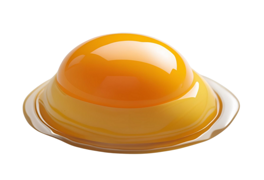 Egg yolk isolated. Raw yellow center with clipping path display.