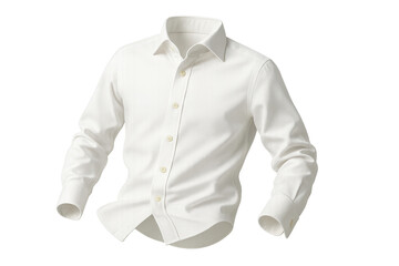 Elegant white dress shirt isolated on transparent background, studio shot