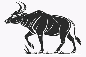 zebu silhoette black vector