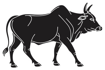 zebu silhoette black vector