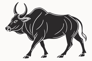 zebu silhoette black vector