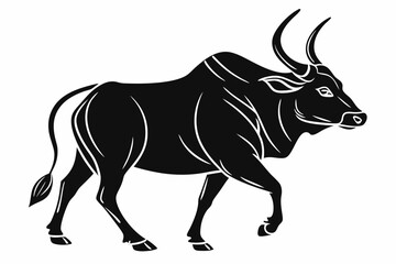 zebu silhoette black vector