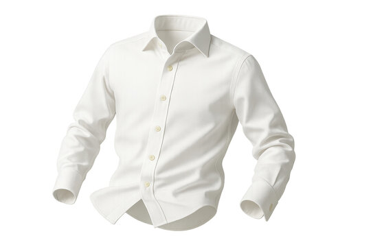 Elegant white dress shirt isolated on transparent background, studio shot