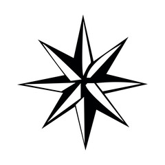 Fototapeta premium Black Compass Rose Icon . Simple Directional Navigation Symbol