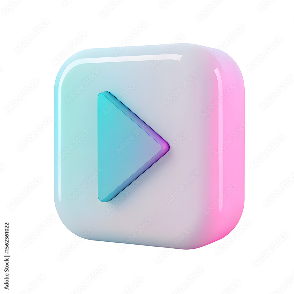 Poster modern 3d play button icon with gradient colors isolated on transparent background