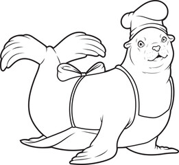 Seal Chef Chef's hat Cook Animal Vector Graphic Art Illustration