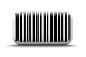 White Rectangular Block Featuring a Black and White Vertical Barcode Pattern Vector Graphic