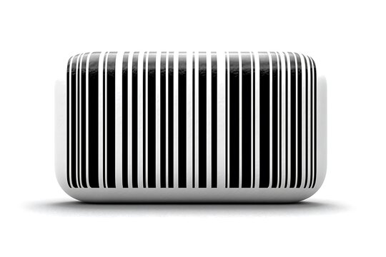 White Rectangular Block Featuring a Black and White Vertical Barcode Pattern Vector Graphic